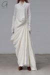 marc le bihan irregular long dress 2181 beige